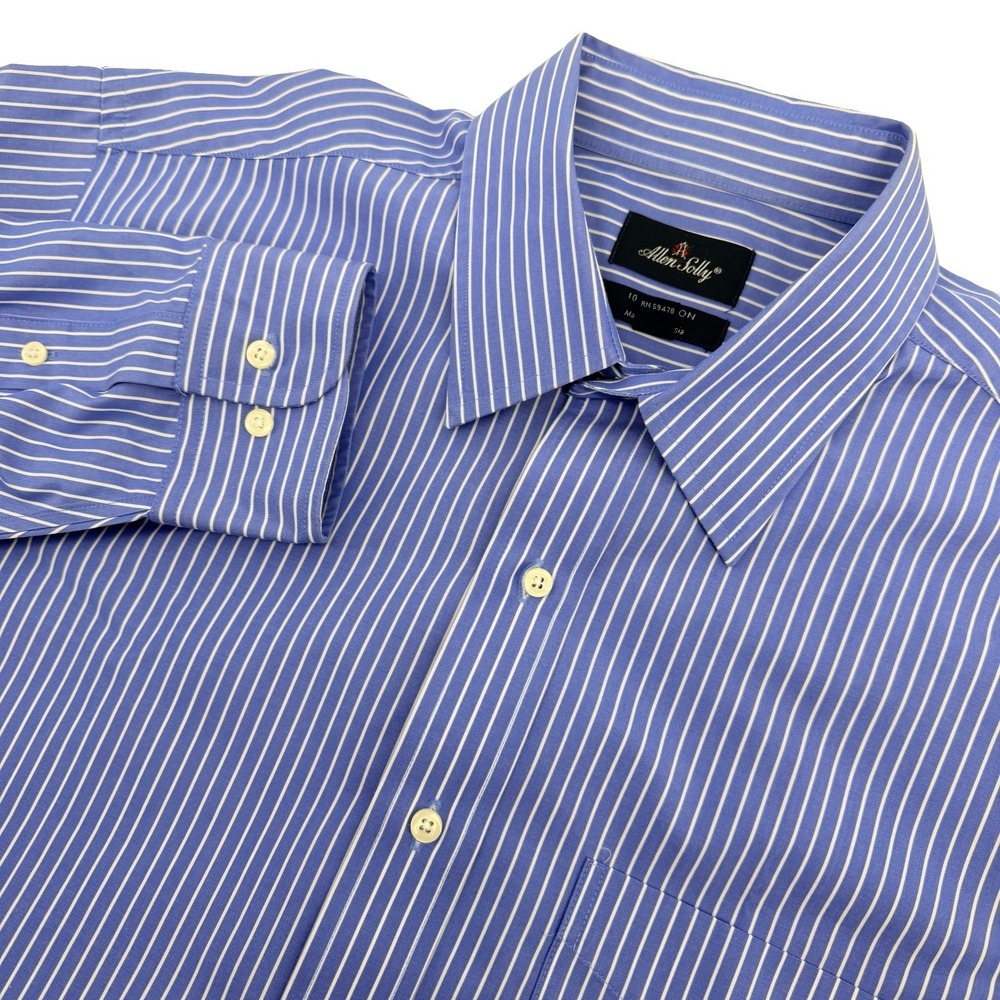 Allen Solly Oxford Dress Shirt Mens 16.5 / 34-35 Blue Striped Cotton *RUNS BIG
